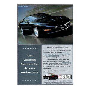 1995 Pontiac Firebird Formula Sports Car Vintage Print Ad Time Lapse Wall Art